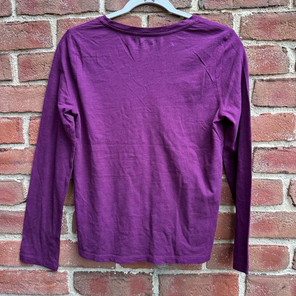 Eileen Fisher $118 Organic Cotton Slub V-Neck Long Sleeve Top Purple Womens XXS - Picture 5 of 9